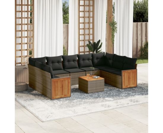 vidaXL 10-cz. zestaw wypoczynkowy do ogrodu, z poduszkami, szary Dārza mēbeļu komplekti