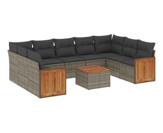 vidaXL 10-cz. zestaw wypoczynkowy do ogrodu, z poduszkami, szary Dārza mēbeļu komplekti