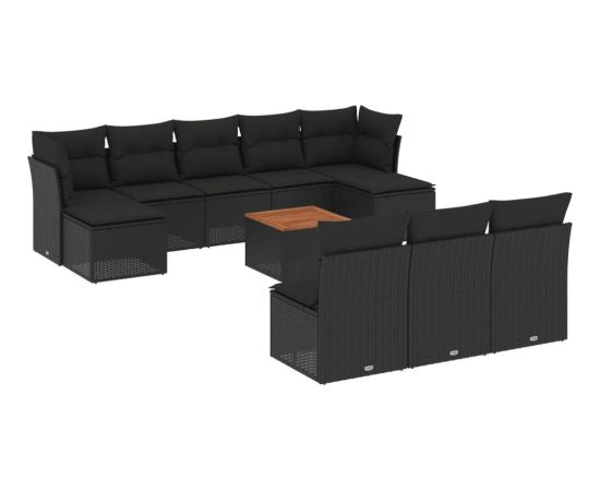 vidaXL 11-cz. zestaw wypoczynkowy do ogrodu, poduszki czarny rattan PE Dārza mēbeļu komplekti