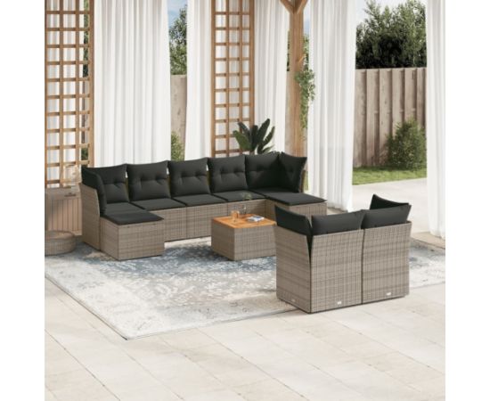 vidaXL 10-cz. zestaw wypoczynkowy do ogrodu, z poduszkami, szary Dārza mēbeļu komplekti