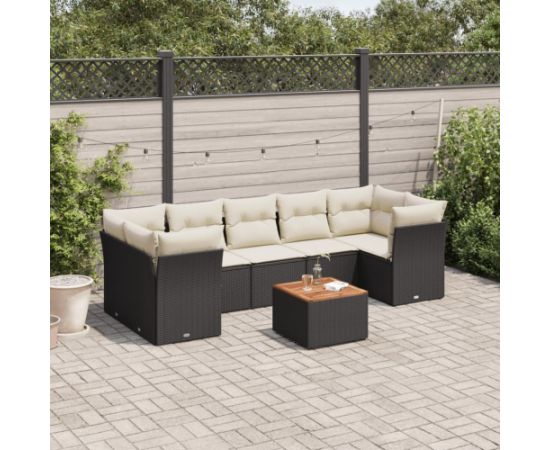 vidaXL 8-cz. zestaw wypoczynkowy do ogrodu, z poduszkami, czarny Dārza mēbeļu komplekti