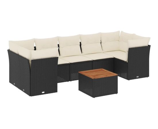 vidaXL 8-cz. zestaw wypoczynkowy do ogrodu, z poduszkami, czarny Dārza mēbeļu komplekti