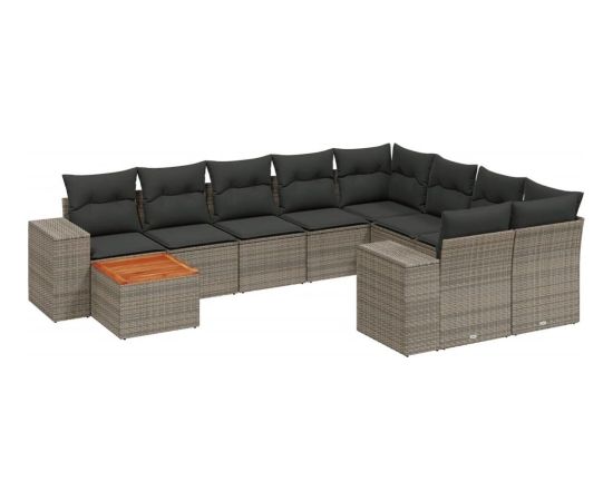 vidaXL 10-cz. zestaw wypoczynkowy do ogrodu, z poduszkami, szary Dārza mēbeļu komplekti