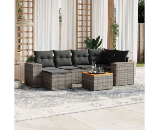 vidaXL 7-cz. zestaw wypoczynkowy do ogrodu, z poduszkami, szary Dārza mēbeļu komplekti