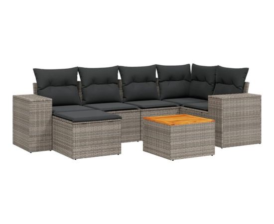 vidaXL 7-cz. zestaw wypoczynkowy do ogrodu, z poduszkami, szary Dārza mēbeļu komplekti