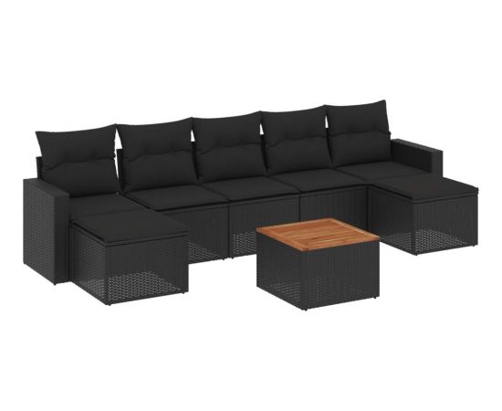 vidaXL 8-cz. zestaw wypoczynkowy do ogrodu, z poduszkami, czarny Dārza mēbeļu komplekti