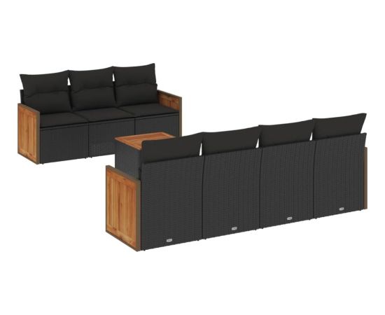 vidaXL 8-cz. zestaw wypoczynkowy do ogrodu, z poduszkami, czarny Dārza mēbeļu komplekti