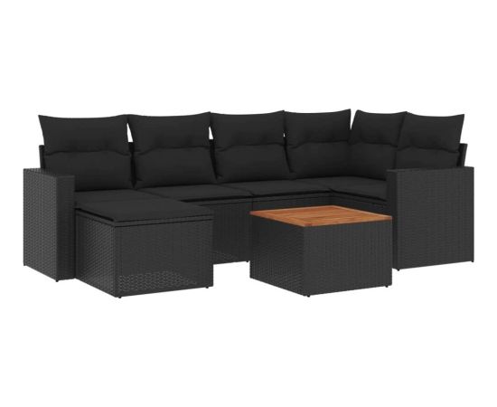 vidaXL 7-cz. zestaw wypoczynkowy do ogrodu, z poduszkami, czarny Dārza mēbeļu komplekti