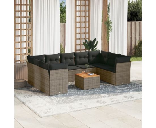 vidaXL 10-cz. zestaw wypoczynkowy do ogrodu, z poduszkami, szary Dārza mēbeļu komplekti