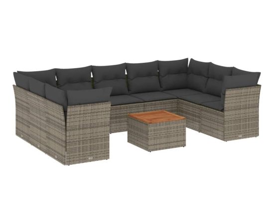 vidaXL 10-cz. zestaw wypoczynkowy do ogrodu, z poduszkami, szary Dārza mēbeļu komplekti