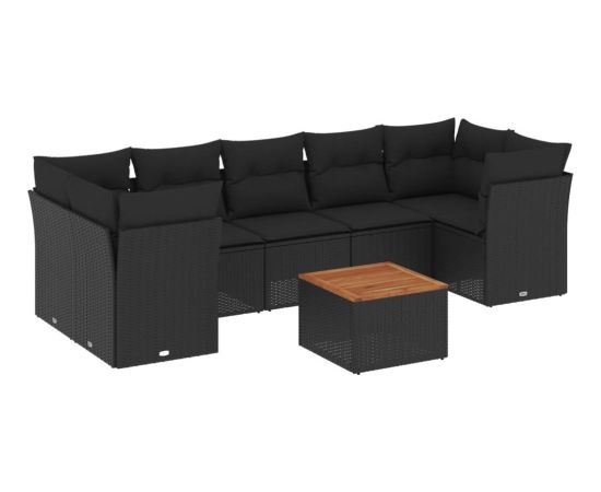 vidaXL 8-cz. zestaw wypoczynkowy do ogrodu, z poduszkami, czarny Dārza mēbeļu komplekti