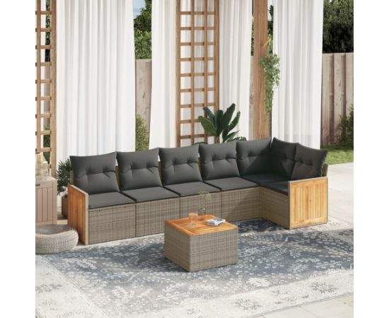 vidaXL 7-cz. zestaw wypoczynkowy do ogrodu, z poduszkami, szary Dārza mēbeļu komplekti