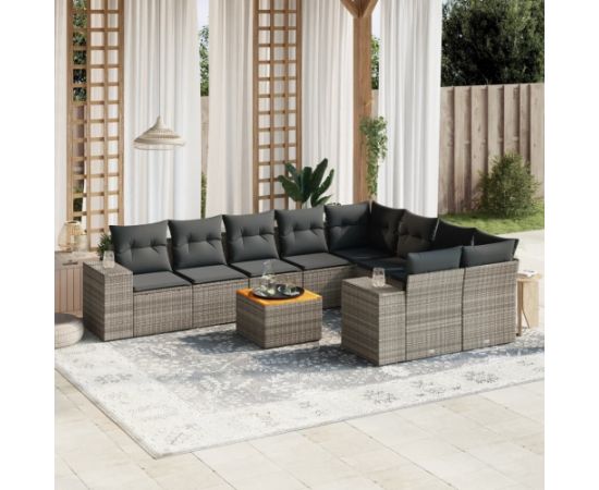 vidaXL 10-cz. zestaw wypoczynkowy do ogrodu, z poduszkami, szary Dārza mēbeļu komplekti