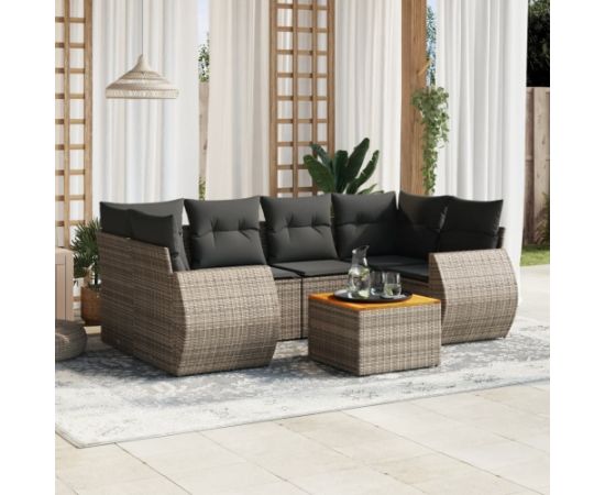 vidaXL 7-cz. zestaw wypoczynkowy do ogrodu, z poduszkami, szary Dārza mēbeļu komplekti