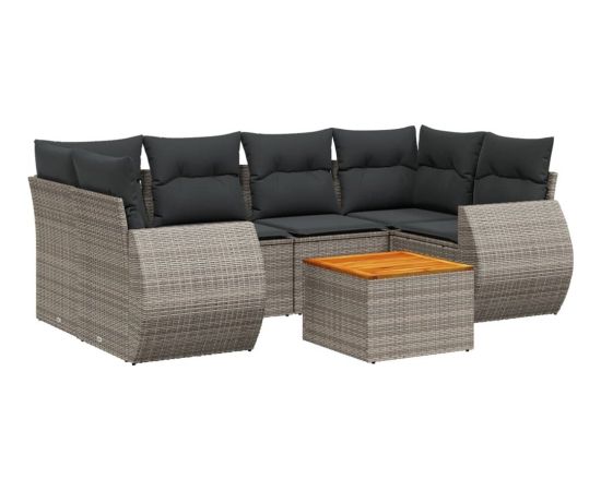 vidaXL 7-cz. zestaw wypoczynkowy do ogrodu, z poduszkami, szary Dārza mēbeļu komplekti