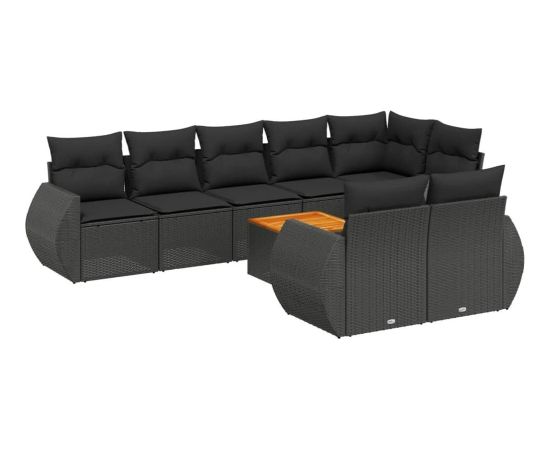 vidaXL 9-cz. zestaw wypoczynkowy do ogrodu, z poduszkami, czarny Dārza mēbeļu komplekti