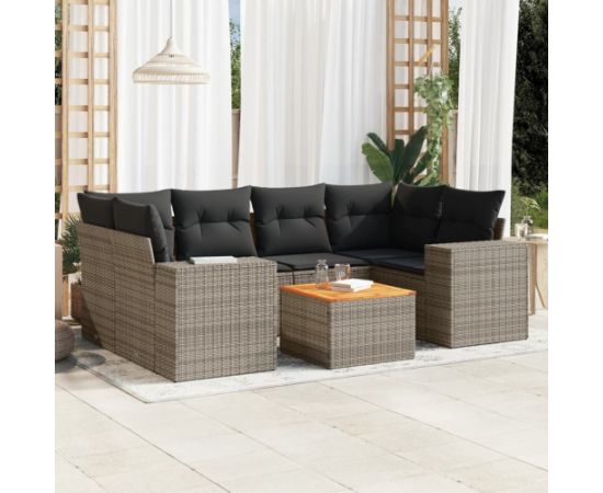 vidaXL 7-cz. zestaw wypoczynkowy do ogrodu, z poduszkami, szary Dārza mēbeļu komplekti