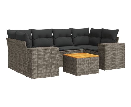 vidaXL 7-cz. zestaw wypoczynkowy do ogrodu, z poduszkami, szary Dārza mēbeļu komplekti