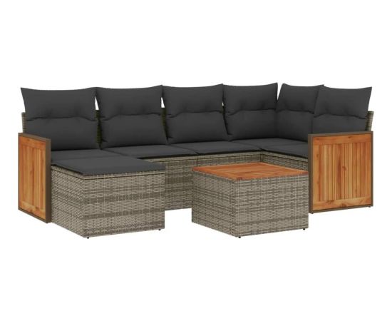 vidaXL 7-cz. zestaw wypoczynkowy do ogrodu, z poduszkami, szary Dārza mēbeļu komplekti