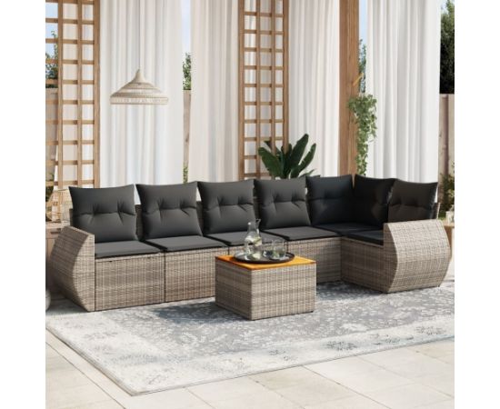 vidaXL 7-cz. zestaw wypoczynkowy do ogrodu, z poduszkami, szary Dārza mēbeļu komplekti