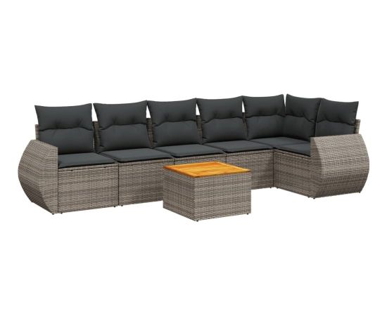 vidaXL 7-cz. zestaw wypoczynkowy do ogrodu, z poduszkami, szary Dārza mēbeļu komplekti