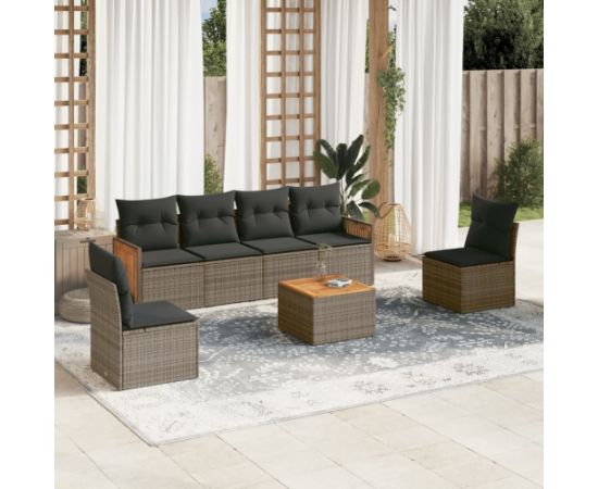 vidaXL 7-cz. zestaw wypoczynkowy do ogrodu, z poduszkami, szary Dārza mēbeļu komplekti