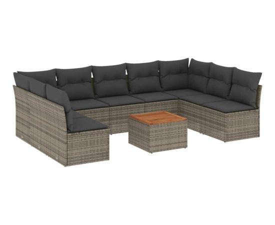 vidaXL 10-cz. zestaw wypoczynkowy do ogrodu, z poduszkami, szary Dārza mēbeļu komplekti