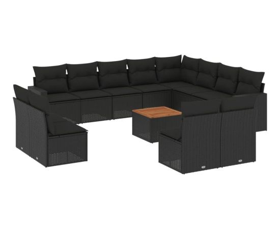 vidaXL 13-cz. zestaw mebli do ogrodu, poduszki, czarny, rattan PE Dārza mēbeļu komplekti