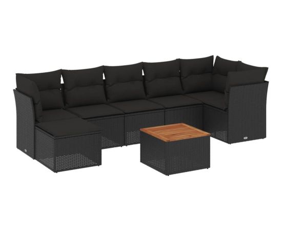 vidaXL 8-cz. zestaw wypoczynkowy do ogrodu, z poduszkami, czarny Dārza mēbeļu komplekti