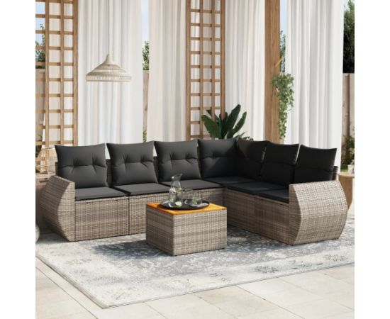 vidaXL 7-cz. zestaw wypoczynkowy do ogrodu, z poduszkami, szary Dārza mēbeļu komplekti