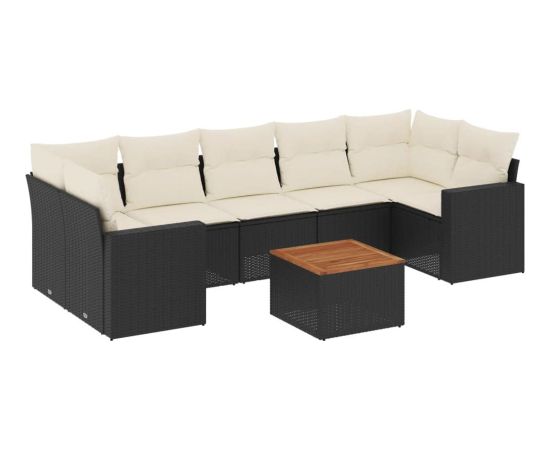 vidaXL 8-cz. zestaw wypoczynkowy do ogrodu, z poduszkami, czarny Dārza mēbeļu komplekti