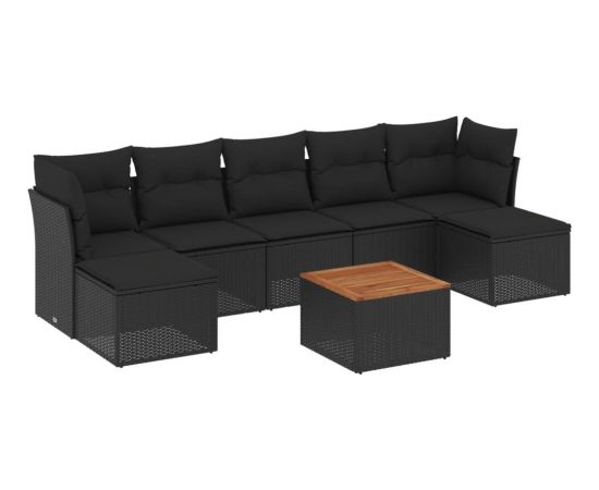 vidaXL 8-cz. zestaw wypoczynkowy do ogrodu, z poduszkami, czarny Dārza mēbeļu komplekti