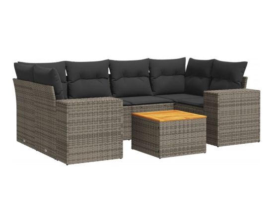 vidaXL 7-cz. zestaw wypoczynkowy do ogrodu, z poduszkami, szary Dārza mēbeļu komplekti