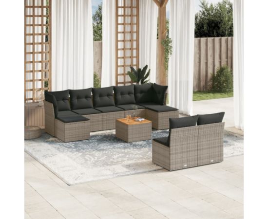 vidaXL 10-cz. zestaw wypoczynkowy do ogrodu, z poduszkami, szary Dārza mēbeļu komplekti