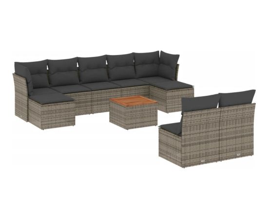 vidaXL 10-cz. zestaw wypoczynkowy do ogrodu, z poduszkami, szary Dārza mēbeļu komplekti