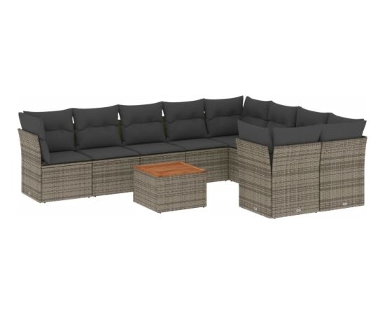 vidaXL 10-cz. zestaw wypoczynkowy do ogrodu, z poduszkami, szary Dārza mēbeļu komplekti