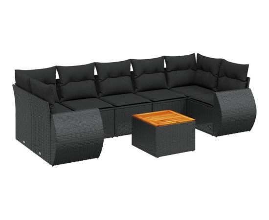 vidaXL 8-cz. zestaw wypoczynkowy do ogrodu, z poduszkami, czarny Dārza mēbeļu komplekti