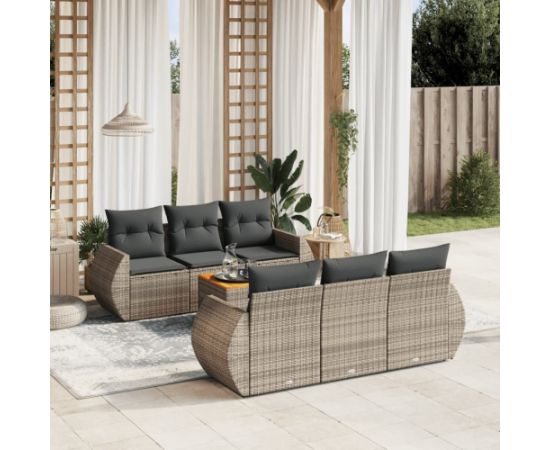 vidaXL 7-cz. zestaw wypoczynkowy do ogrodu, z poduszkami, szary Dārza mēbeļu komplekti