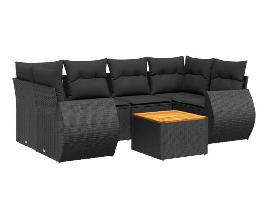 vidaXL 7-cz. zestaw wypoczynkowy do ogrodu, z poduszkami, czarny Dārza mēbeļu komplekti