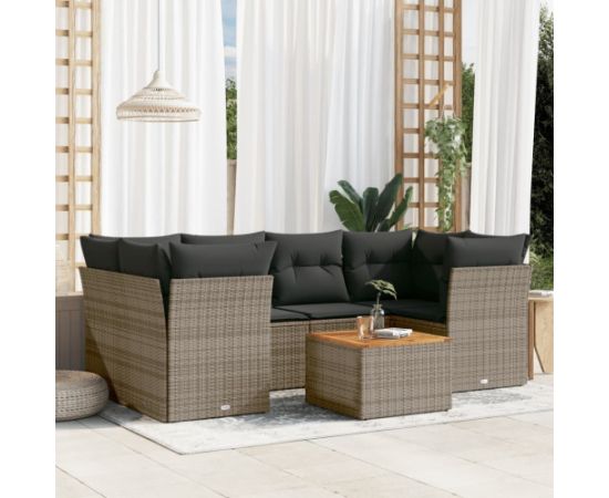 vidaXL 7-cz. zestaw wypoczynkowy do ogrodu, z poduszkami, szary Dārza mēbeļu komplekti