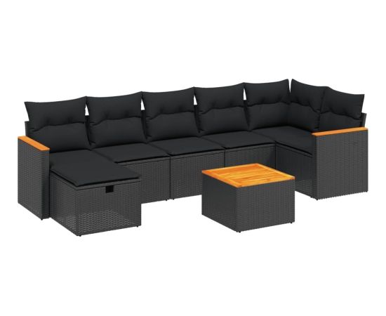 vidaXL 8-cz. zestaw wypoczynkowy do ogrodu, z poduszkami, czarny Dārza mēbeļu komplekti