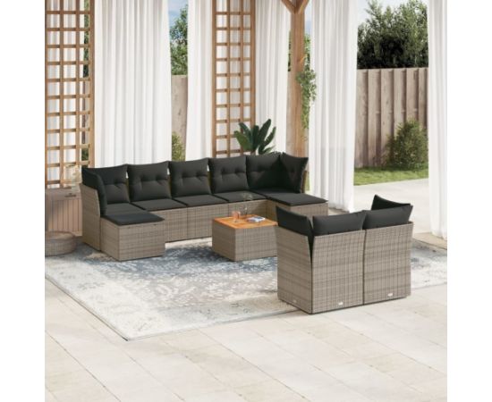 vidaXL 10-cz. zestaw wypoczynkowy do ogrodu, z poduszkami, szary Dārza mēbeļu komplekti