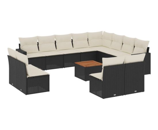 vidaXL 13-cz. zestaw mebli do ogrodu, poduszki, czarny, rattan PE Dārza mēbeļu komplekti