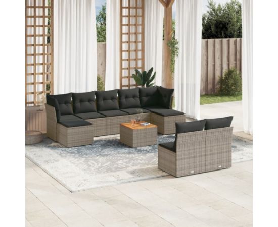 vidaXL 10-cz. zestaw wypoczynkowy do ogrodu, z poduszkami, szary Dārza mēbeļu komplekti