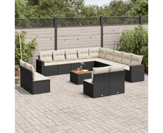 vidaXL 14-cz. zestaw wypoczynkowy do ogrodu, poduszki czarny rattan PE Dārza mēbeļu komplekti