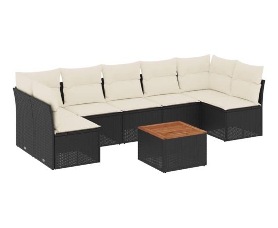 vidaXL 8-cz. zestaw wypoczynkowy do ogrodu, z poduszkami, czarny Dārza mēbeļu komplekti