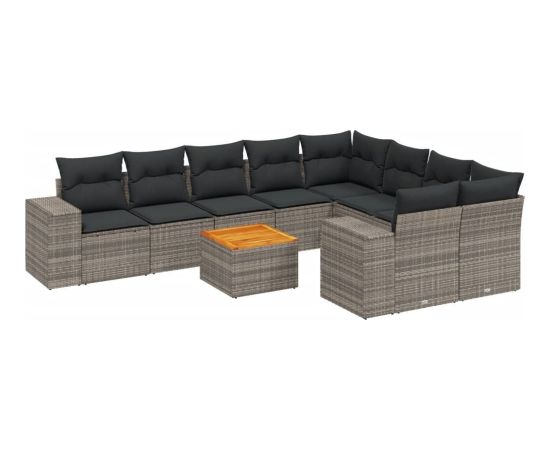 vidaXL 10-cz. zestaw wypoczynkowy do ogrodu, z poduszkami, szary Dārza mēbeļu komplekti