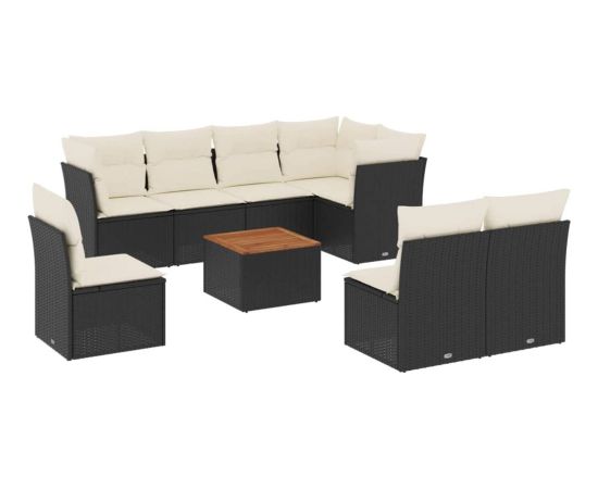 vidaXL 9-cz. zestaw wypoczynkowy do ogrodu, z poduszkami, czarny Dārza mēbeļu komplekti