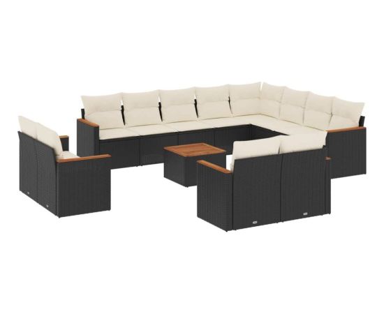 vidaXL 13-cz. zestaw mebli do ogrodu, poduszki, czarny, rattan PE Dārza mēbeļu komplekti