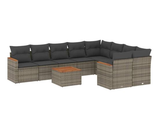 vidaXL 10-cz. zestaw wypoczynkowy do ogrodu, z poduszkami, szary Dārza mēbeļu komplekti